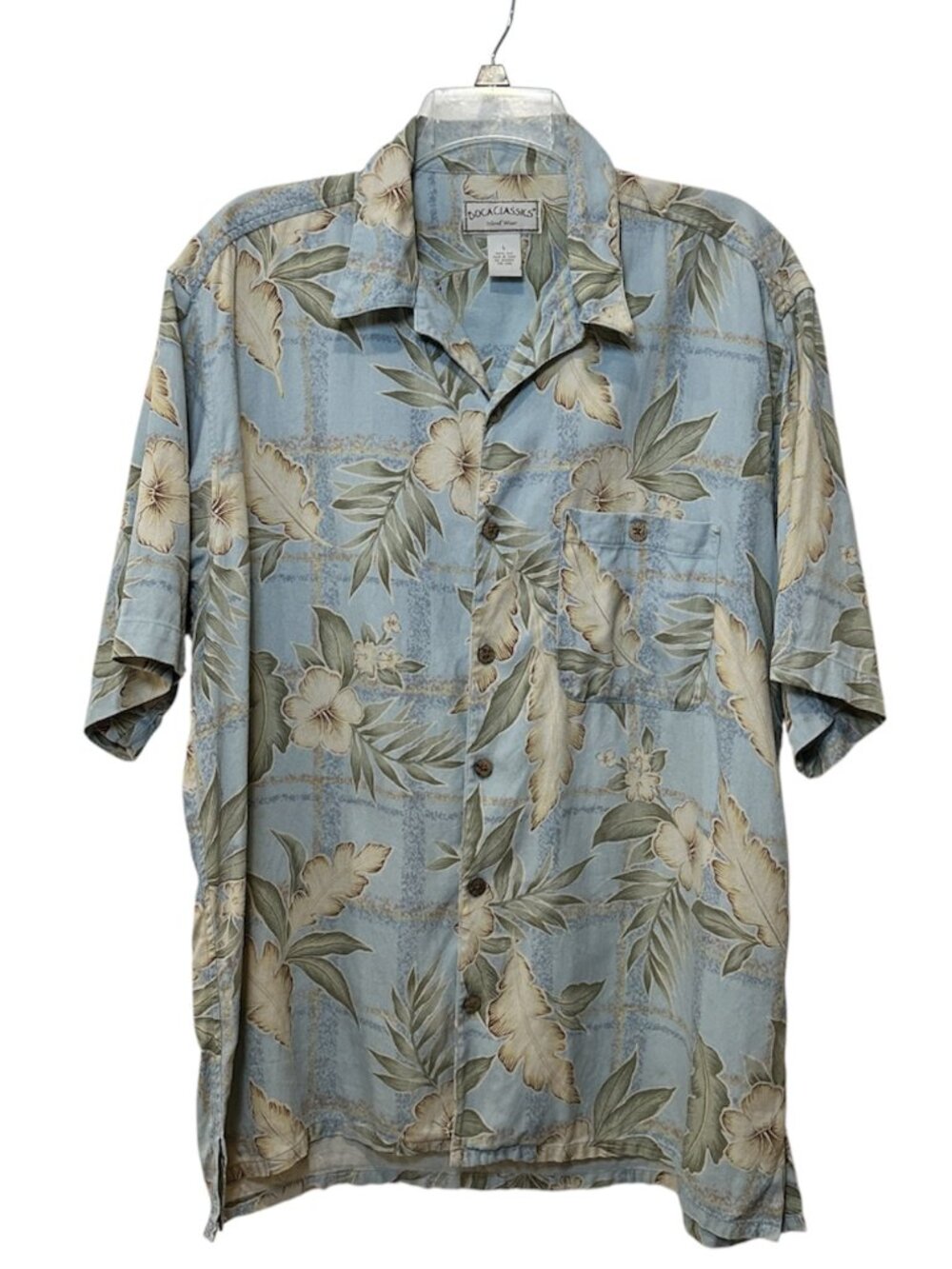 Boca Classics Hawaiian Shirt Men's 100% Silk Tropical Cabana Size L